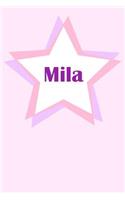 Mila: First Name Personalized Notebook. College Ruled Journal. Pastel Pink Writing Diary with Stars Pattern for Girls and Women