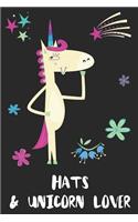 Hats & Unicorn Lover: Blank Lined Notebook Journal Gift Idea