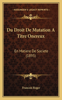 Du Droit De Mutation A Titre Onereux