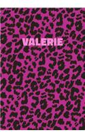 Valerie: Personalized Pink Leopard Print Notebook (Animal Skin Pattern). College Ruled (Lined) Journal for Notes, Diary, Journaling. Wild Cat Theme Design wi