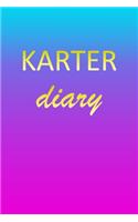 Karter: Journal Diary - Personalized First Name Personal Writing - Letter K Blue Purple Pink Gold Effect Cover - Daily Diaries for Journalists & Writers - J