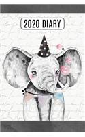 2020 Daily Diary Planner, Inky Baby Elephant: Three Days Per Page Full Year Planner