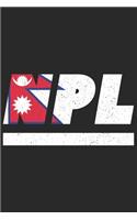 Npl: Nepal notebook with lined 120 pages in white. College ruled memo book with the nepal flag