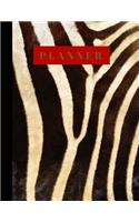 Planner: Zebra Print Pattern Design Cover, Large Format 8.5"x11" Undated Monthly Scheduler with Daily Habit Tracker and Motivational Quotes