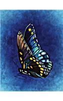 Notebook: Colorful Blue Butterfly Notebook 8.5 X 11 202 Lined Pages