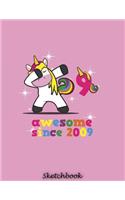 Sketchbook: Unicorn Dabbing Awesome Since 2009 Funny Pun Sketchbook for Kids: 105+ Pages of 8.5"x11" Blank Paper for Drawing, Doodling, Sketching, Writing, Call(5 Blank Sketch Book for Kids)