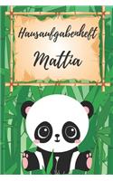 Hausaufgabenheft Mattia: personalisiertes Panda Hausaufgabenheft / Grundschule / Schülerplaner für 1 Schuljahr mit Wochenübersicht / mit 2x Stundenplan / DIN A 5 / 112 Seite