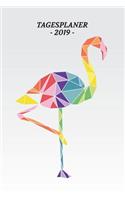 Tagesplaner: Geometrischer Flamingo, DIN A 5 Tagesplaner, eckiger Buchrücken, 150 Seiten mit To Do Listen & freien Flächen für deine Notizen, Skizzen, Aufgaben, 