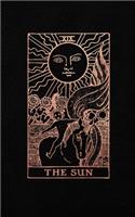 The Sun: Tarot Card Bullet Journal - 5 x 8 Notebook - Black and Rose Gold Design - Dot Grid Notebook