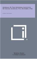 Journal of the National Institute of Social Sciences, V11, October, 1926