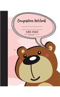 Primary Composition Book - Fairy: Wide Ruled Kids School Exercise Book with Bear: Blank Ruled Composition Notebook for College School/Teacher/Office/Student