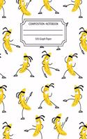 Composition Notebook 5x5 Graph Paper: Funny Karate Banana Notebook 8.5 X11 Inches Blank Lined Writing Book
