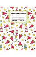 Composition Notebook Wide Ruled: Size 7.5 " x 9.25 " - Pretty Colourful Workbook for Little Princesses Girls Kids Teens Students for School Home College Writing Notes - Journal for 