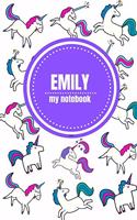 Emily - Unicorn Notebook - Personalized Journal/Diary - Fab Girl/Women's Gift - Christmas Stocking Filler - 100 lined pages