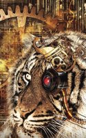 Steampunk Tiger Journal, College Ruled: Blank Daily Writing Notebook Diary with Lines