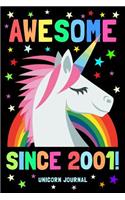 Awesome Since 2001 Unicorn Journal