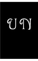 U N: Double Monogram Journal, 100 Pages, 6x9 Inches, Black Glossy Cover