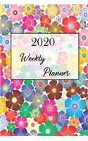 2020 Weekly Planner: Colourful Medium Sized Combined Week per Page Diary, Month at a Glance, plus Journal or Notebook Pages. Jan 2020-Dec 2020