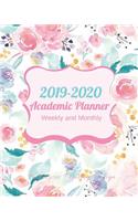 2019-2020 Academic Planner Weekly and Monthly Pink Roses Painting Design