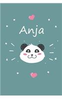 Anja: Personalisiertes Panda Tage-/Notizbuch mit dem Vornamen Anja und ganzen 100 linierten Seiten im 6x9 Zoll Format (ca.DIN A5). Optimal als Schreibheft