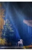 A Unicorn in a Moonlit Forest Illustration Fantasy Journal: 150 Page Lined Notebook/Diary
