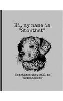 Hi, My Name Is "Stopthat" Sometimes The Call Me "Getbackhere": Funny Dogs Golden Retriever Memes Puppy Puns Lined Notebook - 120 Pages 8.5x11 Composition