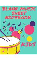 blank music sheet notebook kids: gift for kids to learn/101 Pages of Wide Staff Paper (8.5x11), perfect for learning /Piano Large, Empty Staff, Manuscript Sheets Notation Paper For 