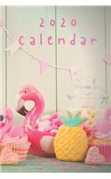 2020 Flamingo Calendar Planner Organizer: 6x9, 100 pages: Password Tracker, notes, daily, monthly, to-do list, weekly tropical bird theme planner