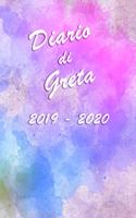 Agenda Scuola 2019 - 2020 - Greta: Mensile - Settimanale - Giornaliera - Settembre 2019 - Agosto 2020 - Obiettivi - Rubrica - Orario Lezioni - Appunti - Priorità - Elegante copertina 