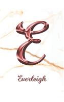 Everleigh: 1 Year Weekly Planner with Note Pages (12 Months) - White Marble Rose Gold Pink Effect Letter E - 2020 - 2021 - Week Planning - Monthly Appointment 
