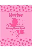 Harlee Sunny Heart Spell: Personalized Draw & Write Book with Her Unicorn Name - Word/Vocabulary List Included for Story Writing