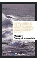 Inaugural Address of Gov. C. H. Hardin to the Twenty-Eighth General Assembly of the State of Missouri at the Regular Session, Commencing Jan. 6, 1875