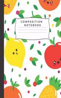 Composition Notebook: Fruits and Berries Notebook/ Soft Cover Composition Notebook, Wide Ruled Paper, 7.5 X 9.25,100 Pages