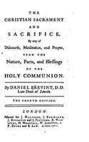 Christian Sacrament and Sacrifice, by Way of Discourse, Meditation