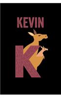 Kevin: Journal (Diary, Notebook) Personalized Custom Name Alphabet Kangaroo Birthday Gift for Boys