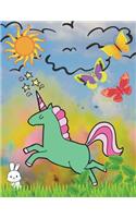 Mint Green Unicorn: Bright, Colorful, Fun, Blank Combo Combination Notebook/Journal Hybrid. Use This Fun Journal for School Work, or as a Private Journal, Diary, or Dre