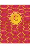 C: Initial Monogram Journal (Diary, Notebook) in Fuchsia Pink, Red, and Gold Animal Print