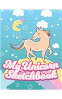 My Unicorn Sketchbook: Blank Unlined Doodle Book V27