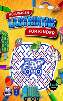Müllwagen: Erstaunliche Labyrinthe für Kinder im Alter von 3 bis 5 Jahren, lustige Denkspiele, Buch 2, Tolle Rätsel und Problemlösungs-Aktivitätsbücher (Labyri