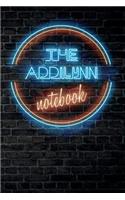 The ADDILYNN Notebook: Vintage Blank Ruled Personalized & Custom Neon Sign Name Dotted Notebook Journal for Girls & Women. Wall Background. Funny Desk Accessories. Retro B