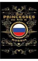 Real Princesses Are Born in Russia: 6 X 9 Inch Bulleted Dot Grid Journal Notebook for Students, School, as Diary Bullets