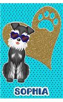 Schnauzer Life Sophia: College Ruled Composition Book Diary Lined Journal Blue