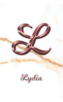 Lydia: Journal Diary - Personalized First Name Personal Writing - Letter L White Marble Rose Gold Pink Effect Cover - Daily Diaries for Journalists & Write