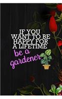 If you Want To Be Happy For A Lifetime Be A Gardener: All Purpose 6x9 Blank Lined Notebook Journal Way Better Than A Card Trendy Unique Gift Black Wood Gardening