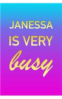 Janessa: I'm Very Busy 2 Year Weekly Planner with Note Pages (24 Months) - Pink Blue Gold Custom Letter J Personalized Cover - 2020 - 2022 - Week Planning - 