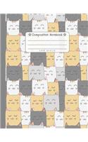 Composition Notebook - Cats Series: Cute Cats, Composition Book For Back To School, Notebook for Girls, Kids, Students, Bullet Journal 8.5 x 11 in, 110 pages, Wide Ruled