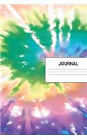 Journal: Tie Dye Daily Blank Journal 90 Day Green Purple Blue & Pink Watercolor Wide Ruled Lined Lightweight Paper Cover Notebook Diary for Students Women & 