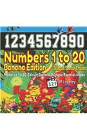 Numbers 1 to 20. Banana Edition. Bilingual Spanish-English