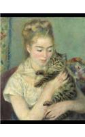 College Ruled Notebook: 140 Lined Pages 8.5 X 11 - Woman with a Cat C1875 Art Painting Cover