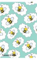 Password Book: Include Alphabetical Index with Doodle Seamless Pattern with Bees